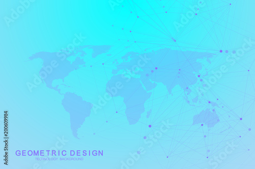Global network connections with points and lines. Internet connection background. Abstract connection structure. Polygonal space background. Vector illustration