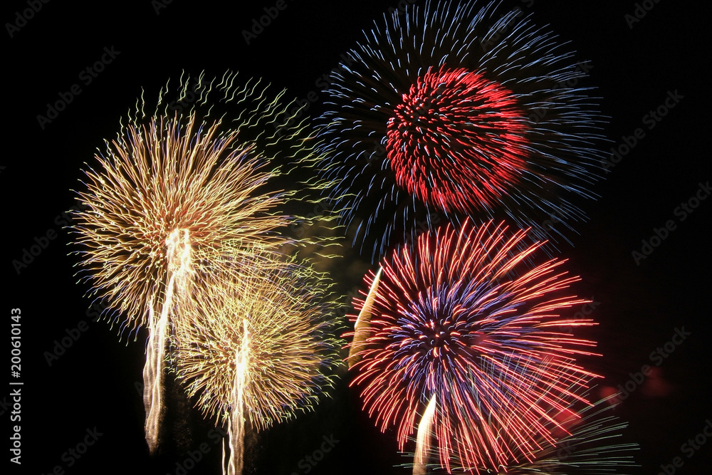 Fireworks over night sky background Fireworks over night sky background