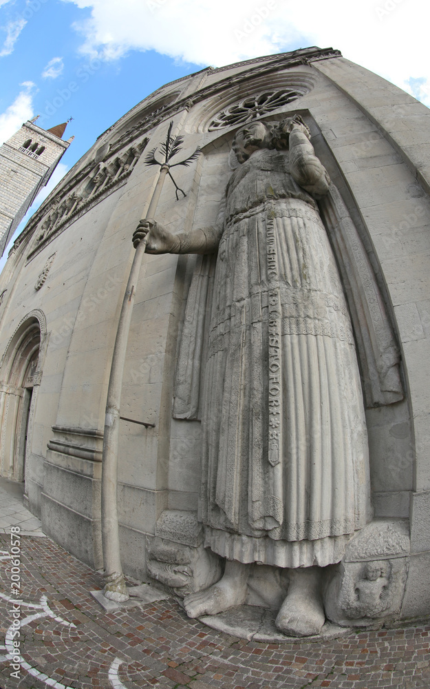 Fototapeta premium Statue of Saint Christopher of the Cathedral of Gemone town in N