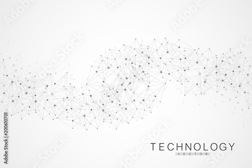 Global network connections with points and lines. Wireframe background. Abstract connection structure. Polygonal space background. Vector illustration