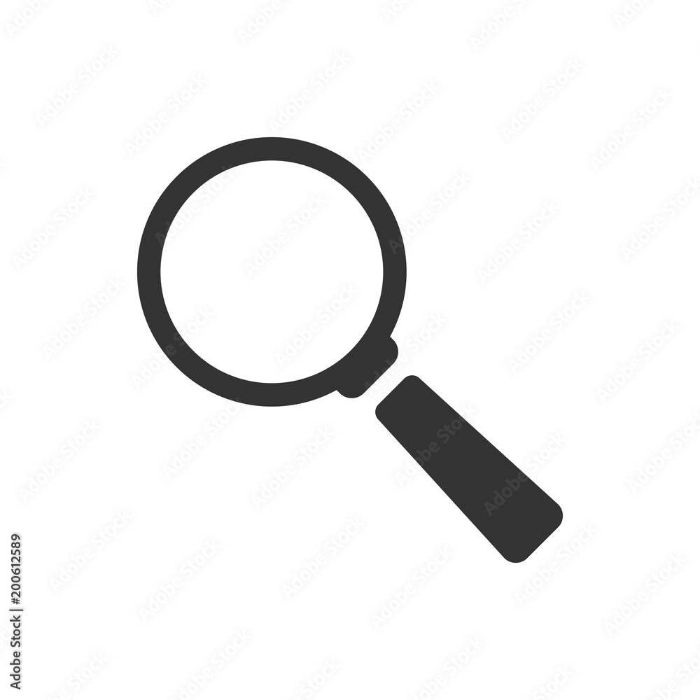 Magnifying glass vector icon in flat style. Search magnifier illustration on white isolated background. Find search business concept. Magnifying glass vector icon in flat style. Search magnifier illustration on white isolated background. Find search business concept.