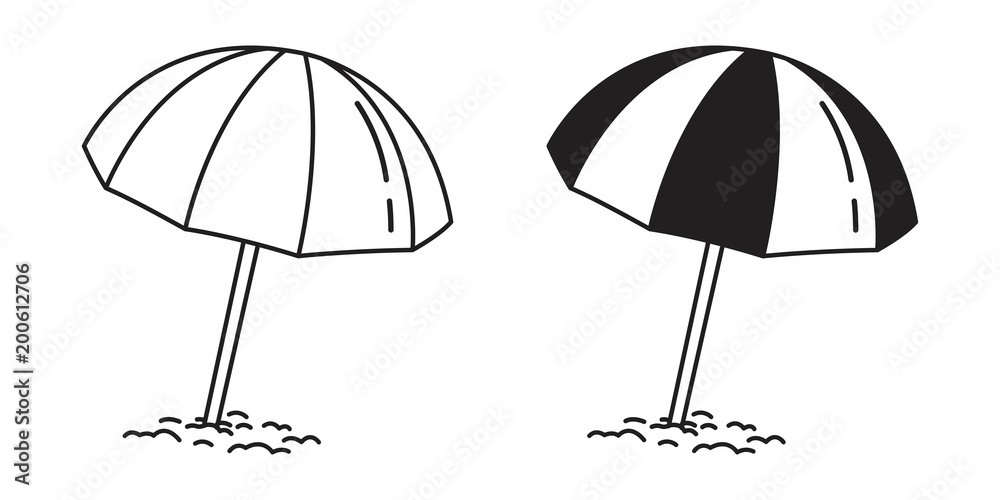 Obraz premium beach umbrella vector logo icon illustration summer sea ocean doodle cartoon