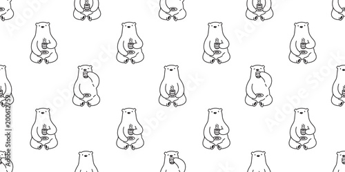 bear Seamless pattern vector polar bear coffee tea isolated repeat background wallpaper