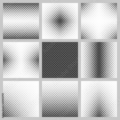 Set of nine monochrome diagonal square pattern backgrounds © David Zydd
