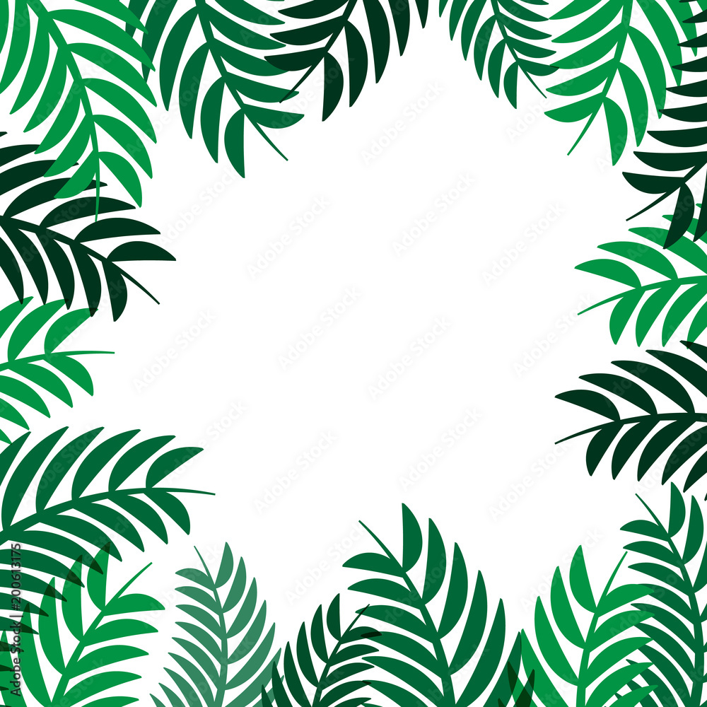 Green leaves frame vector abstract  nature background design