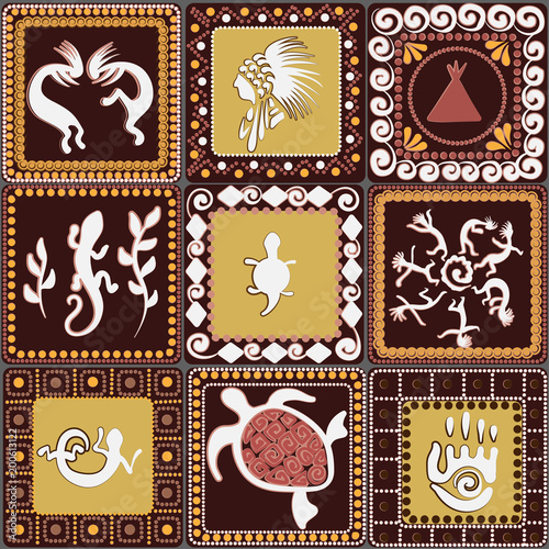 pattern with imitation of elements of rock art