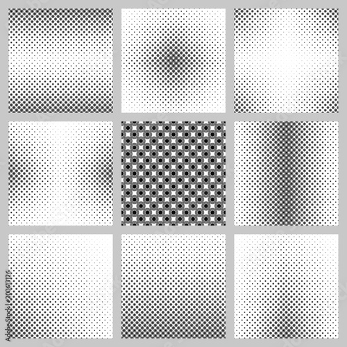 Seamless geometric monochrome circle pattern design set