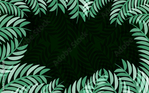 Green leaves frame vector abstract nature background design