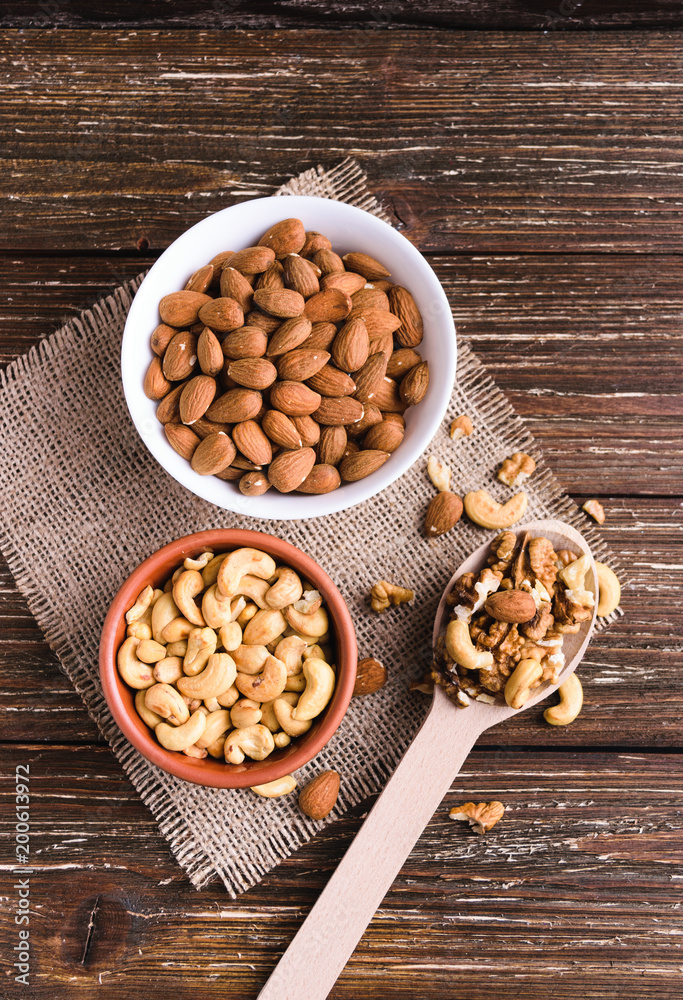 Variety of nuts in bowl Variety of nuts in bowl