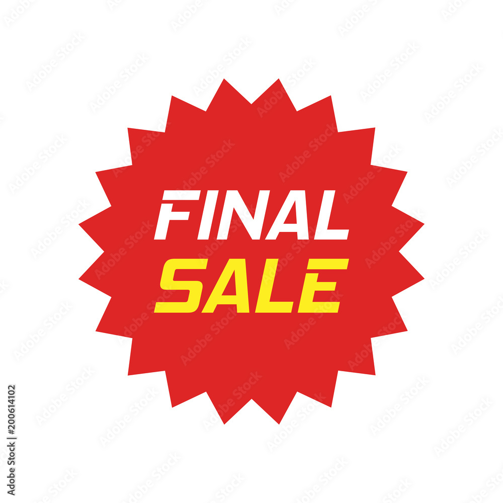 Discount sticker vector icon in flat style. Sale tag sign illustration on white isolated background. Promotion final sale discount concept. Discount sticker vector icon in flat style. Sale tag sign illustration on white isolated background. Promotion final sale discount concept.