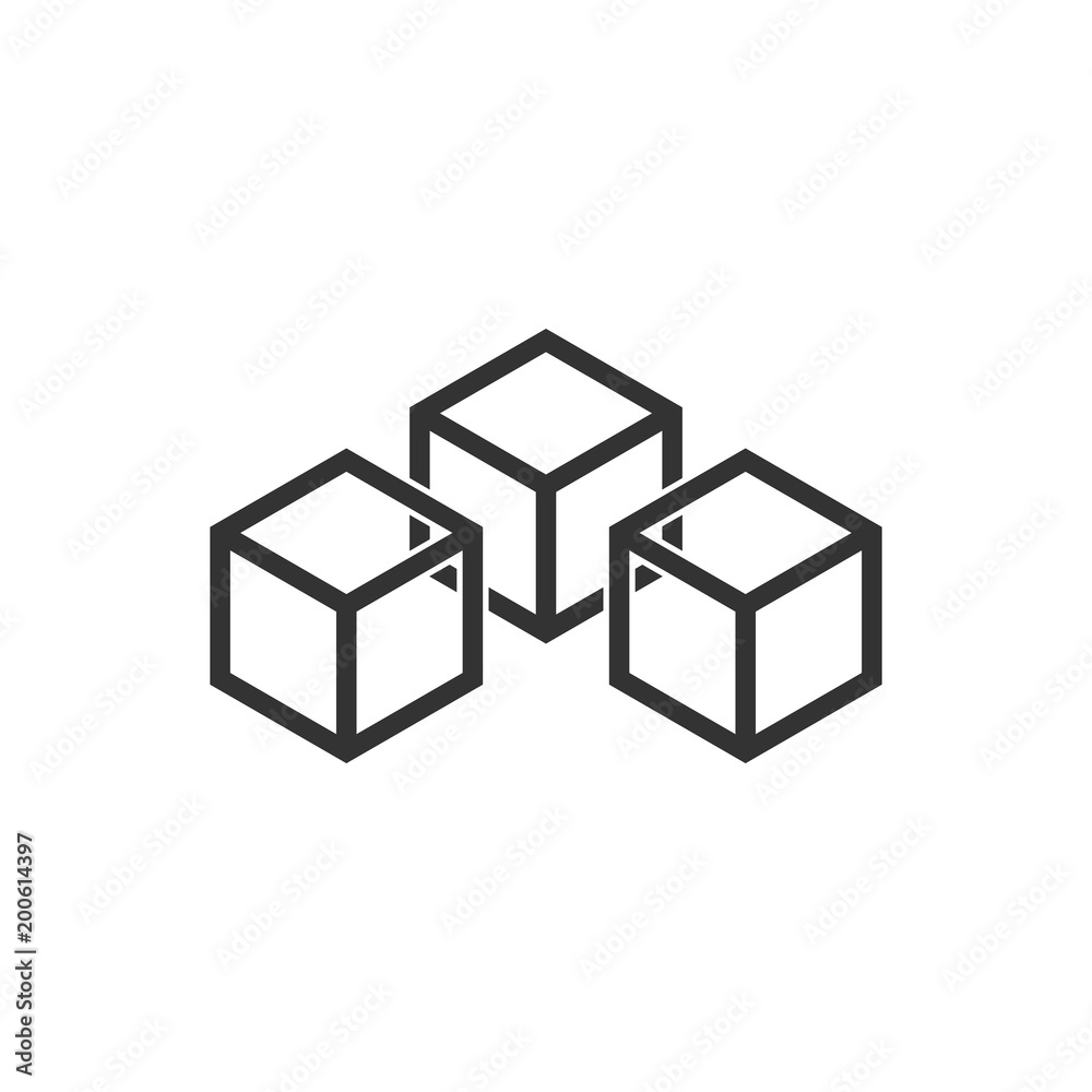 Blockchain technology vector icon in flat style. Cryptography cube block illustration. Blockchain algorithm concept. Blockchain technology vector icon in flat style. Cryptography cube block illustration. Blockchain algorithm concept.