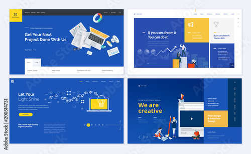 Set of creative website template designs. Vector illustration concepts for website and mobile website design and development. Easy to edit and customize.