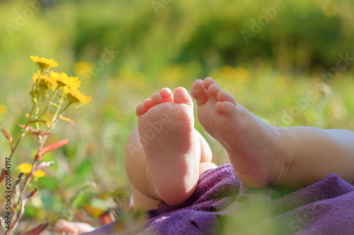 Baby feet and flowers