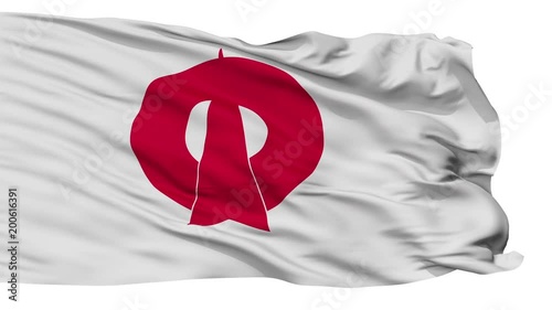 Oda flag, Shimane prefecture, realistic animation isolated on white seamless loop - 10 seconds long (alpha channel is included) photo