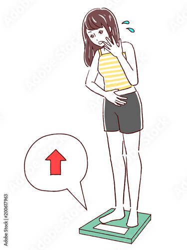 体重計に乗る女性