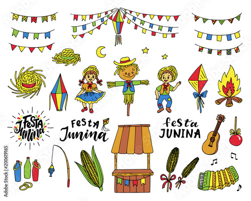 Festa Junina traditional celebration symbols.