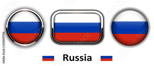 Free Download Russia flag buttons, 3d shiny vector icons. - GFXLoad
