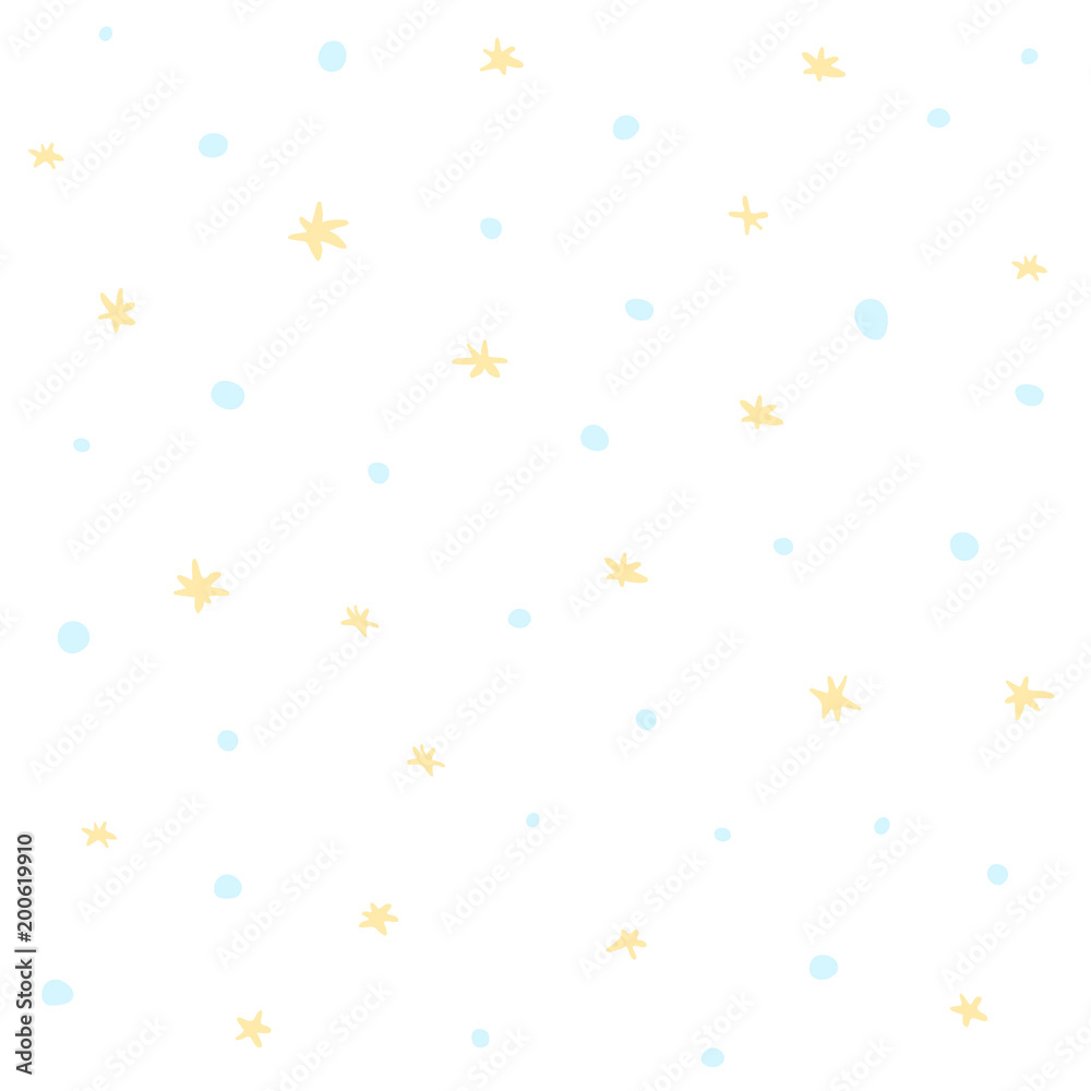 Cute white seamless pattern with snow and stars Cute white seamless pattern with snow and stars