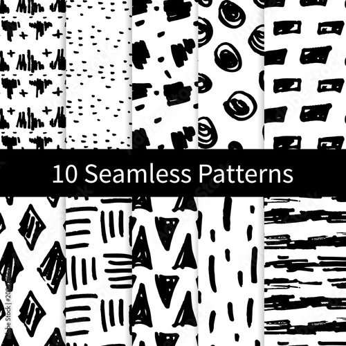 Set of 10 seamless patterns.