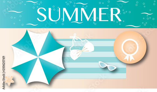 summer beach vacation header or banner