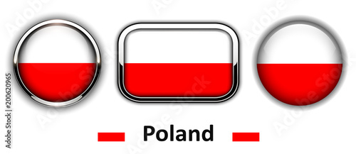 Free Download Poland flag buttons, 3d shiny vector icons. - GFXLoad