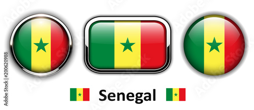 Free Download Senegal flag buttons, 3d shiny vector icons. - GFXLoad