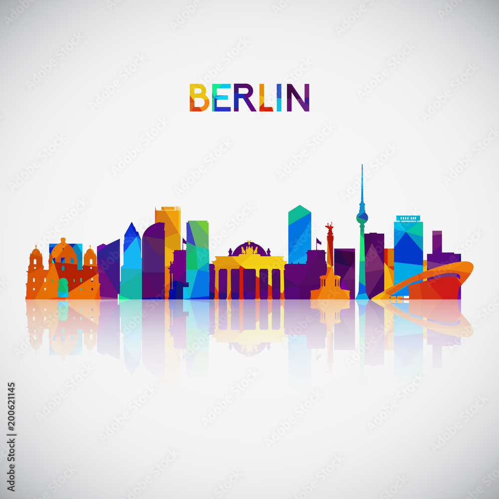 Berlin skyline silhouette in colorful geometric style. Symbol for your design. Vector illustration.