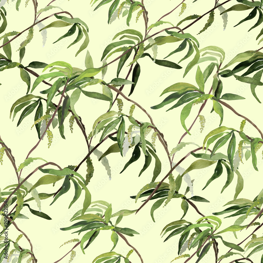 Watercolor seamless pattern of autumn leaves Watercolor seamless pattern of autumn leaves