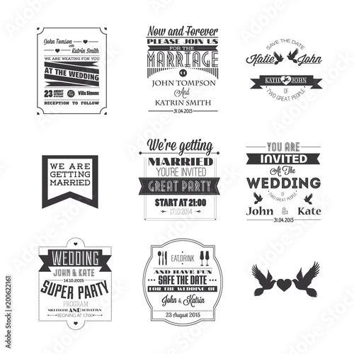 Set of wedding invitations.