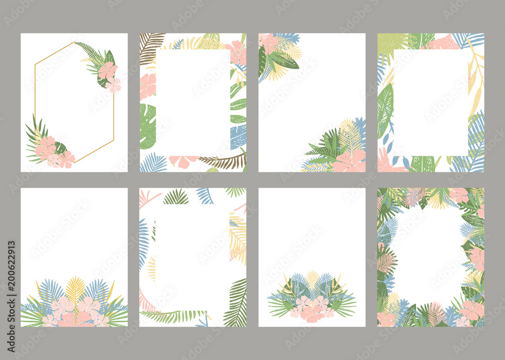  Templates with tropical leaves.