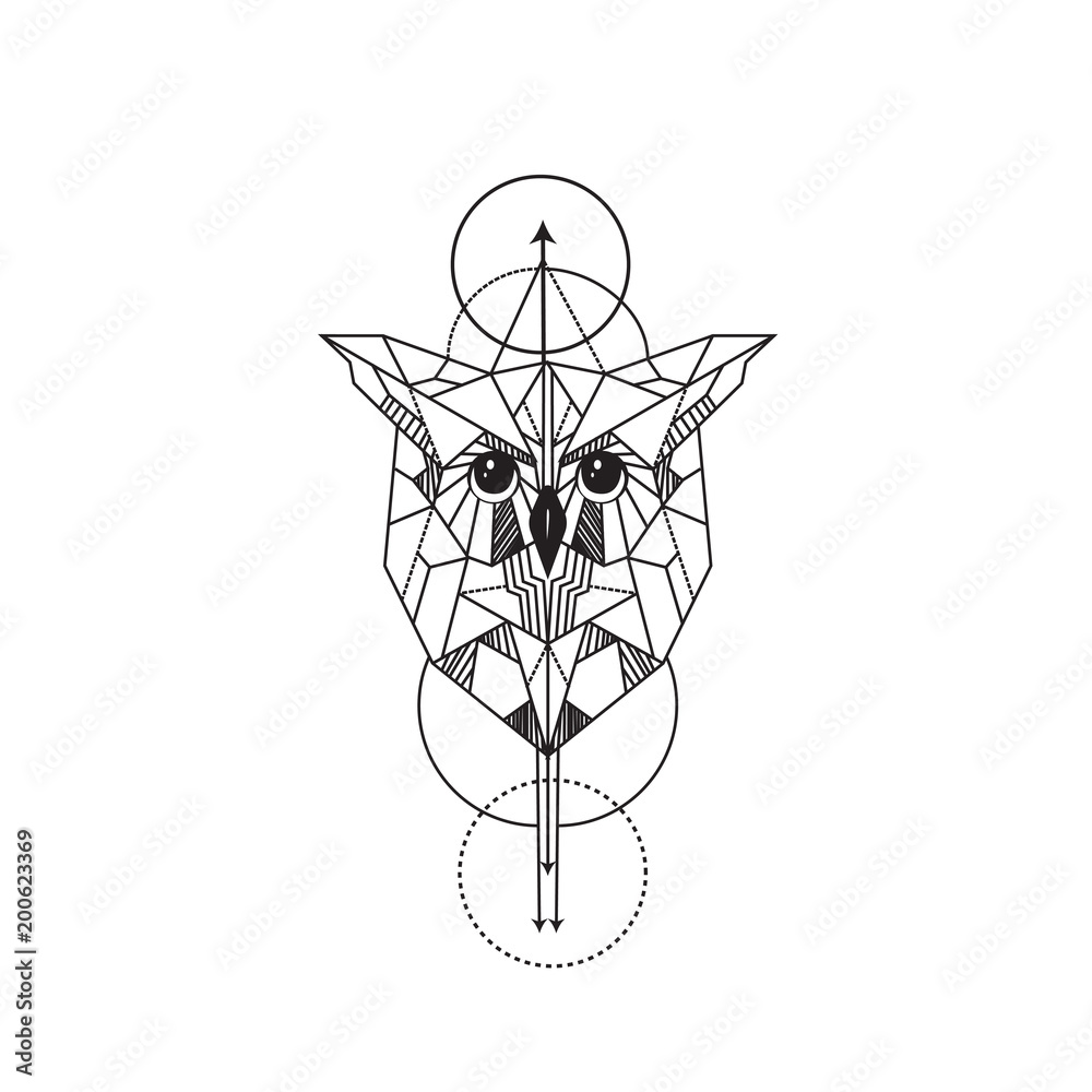 geometric owl tattoo 1  KickAss Things