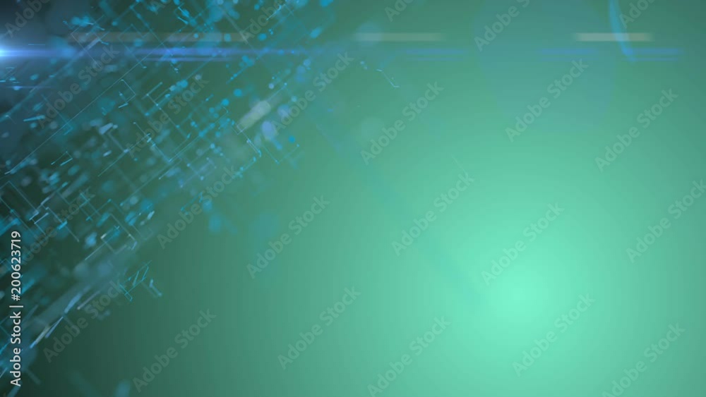 Growing threads of optical fibers. Light green background. Cinematographic business background. Growing threads of optical fibers. Light green background. Cinematographic business background.