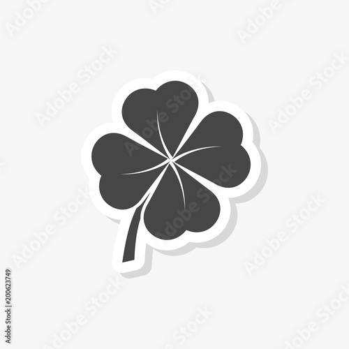 Simple Clover with four leaves sticker, simple vector icon