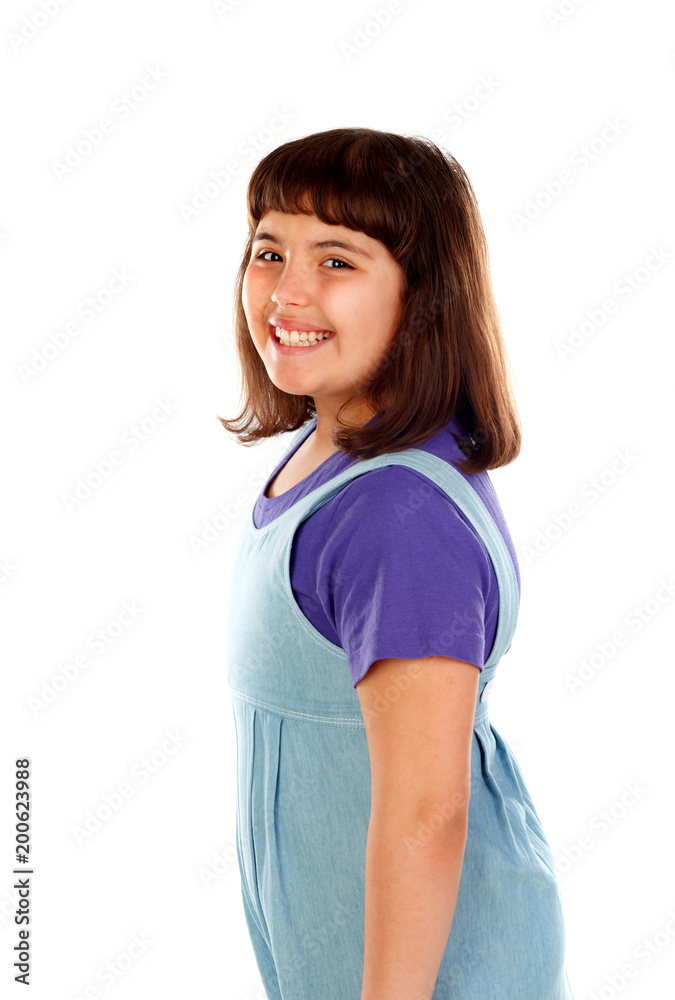 Beautiful brunette girl with denim clothes Beautiful brunette girl with denim clothes