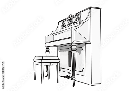 outline piano vector