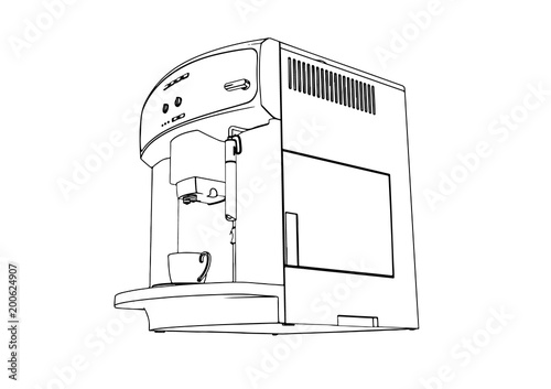 sketch of a coffee machine vector