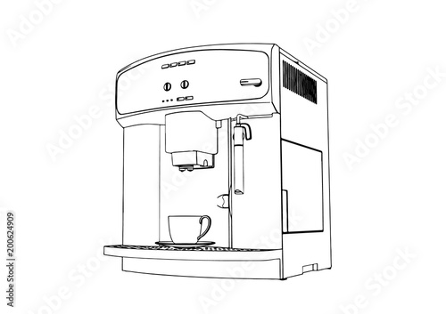 sketch of a coffee machine vector