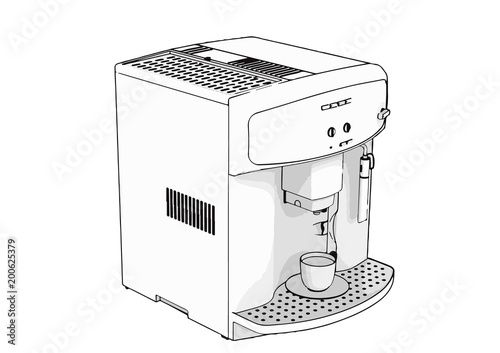 sketch of a coffee machine vector