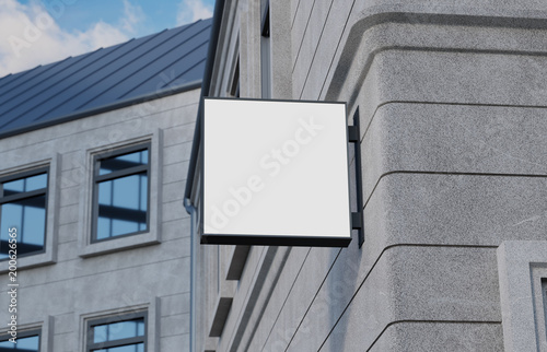 Blank, outdoor signage, signboard mockup, sign. 3d rendering