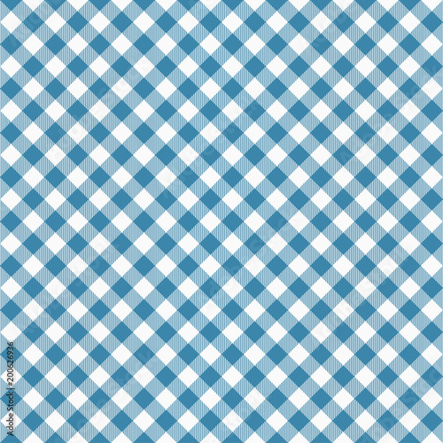 Gingham seamless blue pattern. Tablecloths texture, plaid background. Typography graphics for shirt, clothes. Vector.