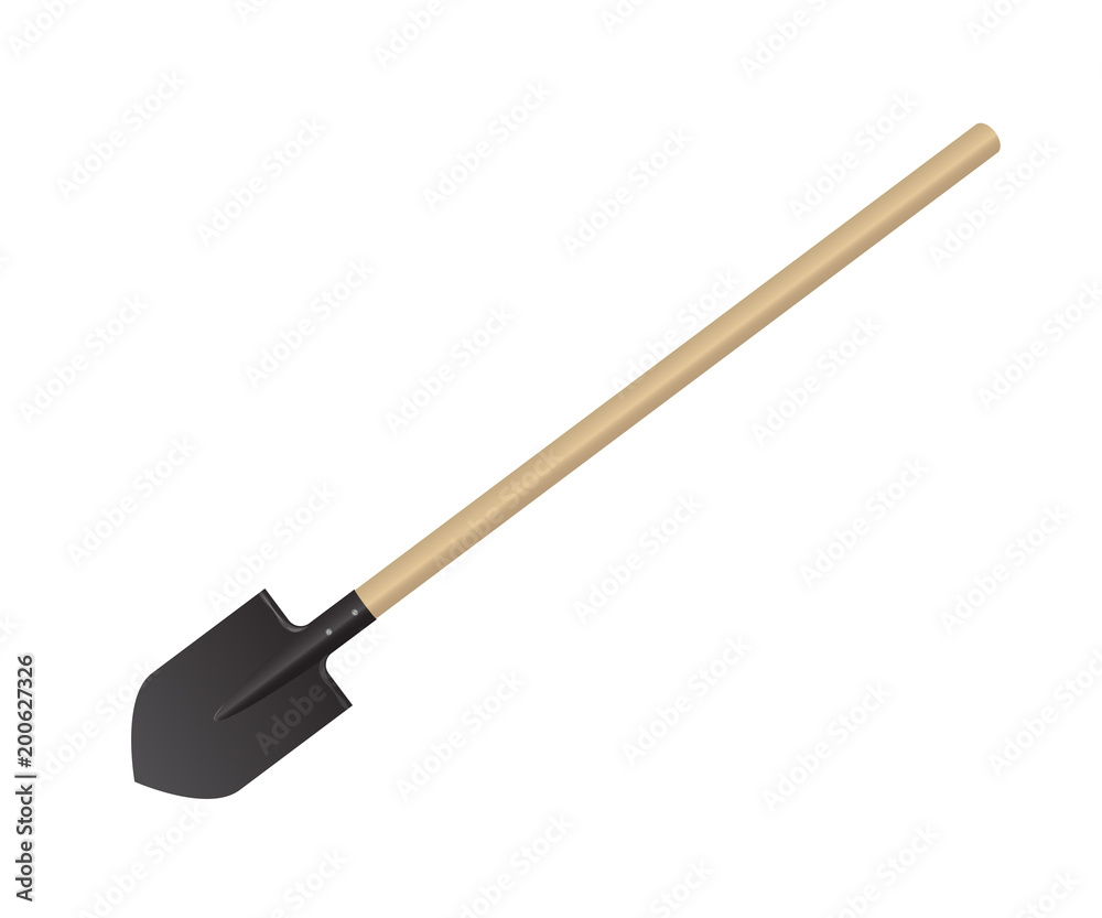 Photorealistic shovel on a white background. Vector illustration. Fire fighting tools. Photorealistic shovel on a white background. Vector illustration. Fire fighting tools.