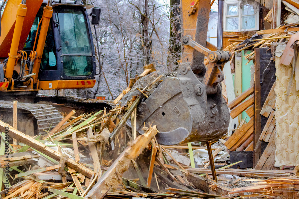 Fototapeta premium Demolition of dilapidated houses 