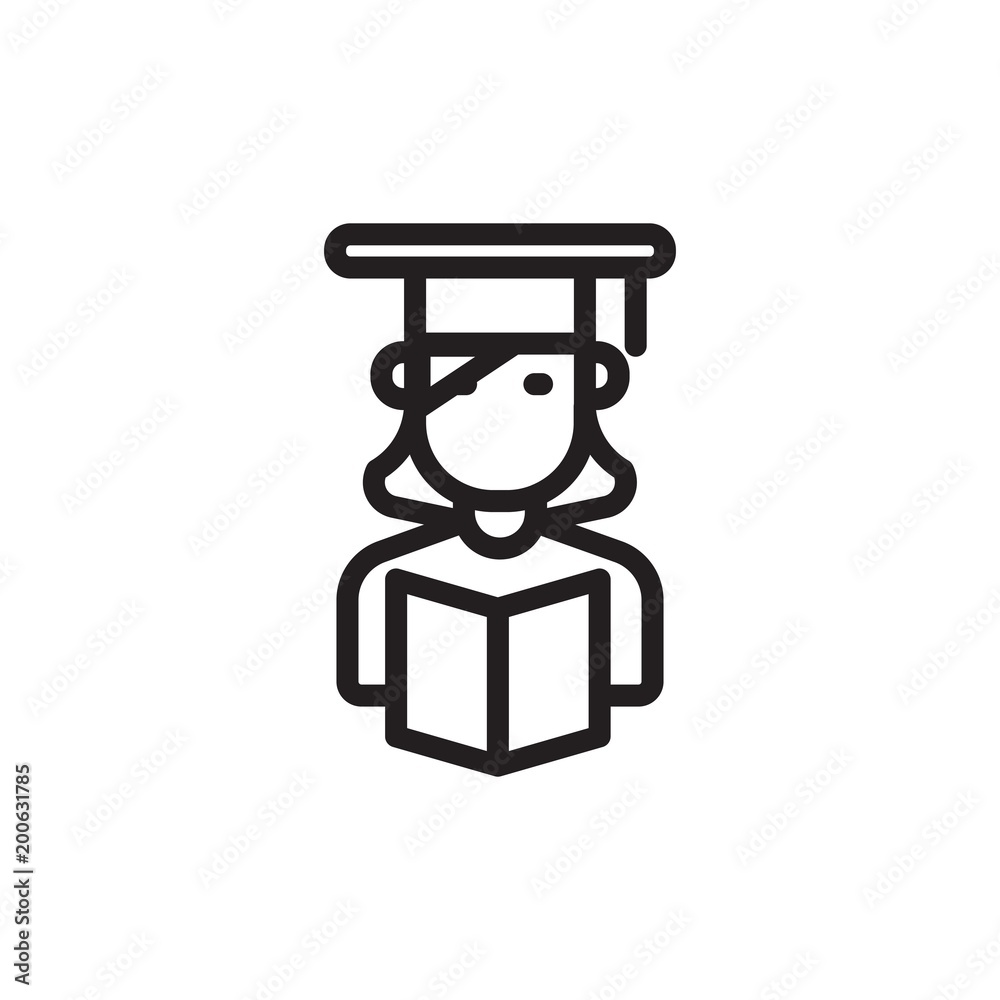 female student, woman student outline vector icon female student, woman student outline vector icon