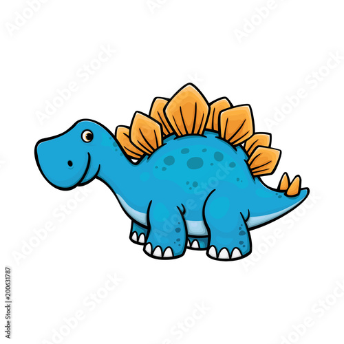 Cute dino, stegosaurus vector illustration
