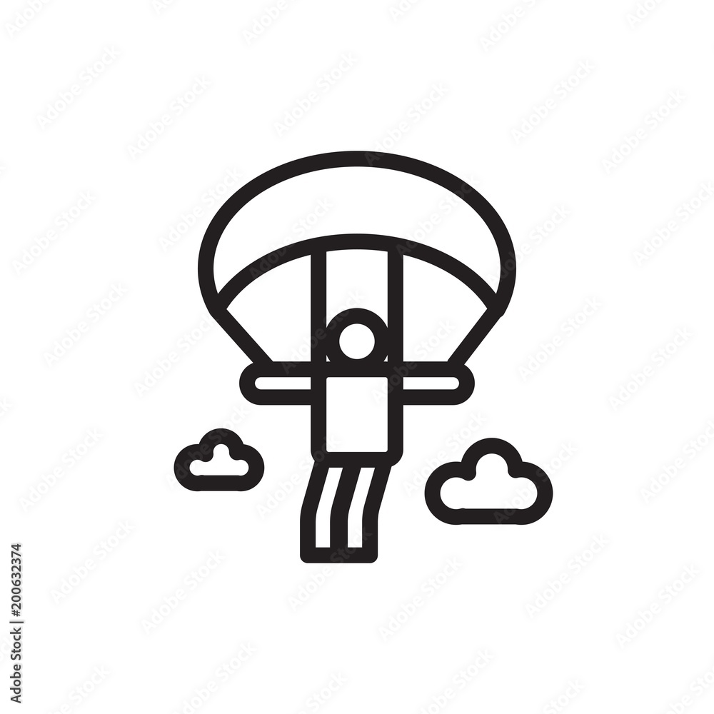 parachute, paragliding outline vector icon parachute, paragliding outline vector icon