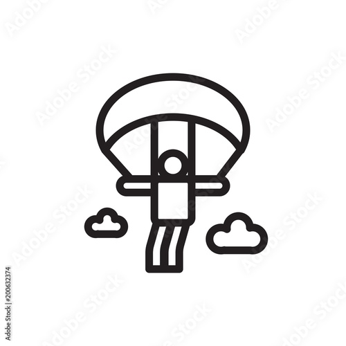 parachute, paragliding outline vector icon