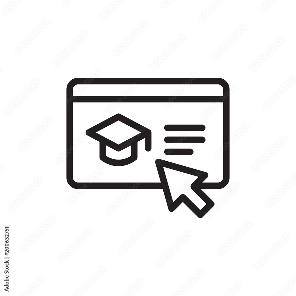 virtual education, distant learning outline vector icon virtual education, distant learning outline vector icon