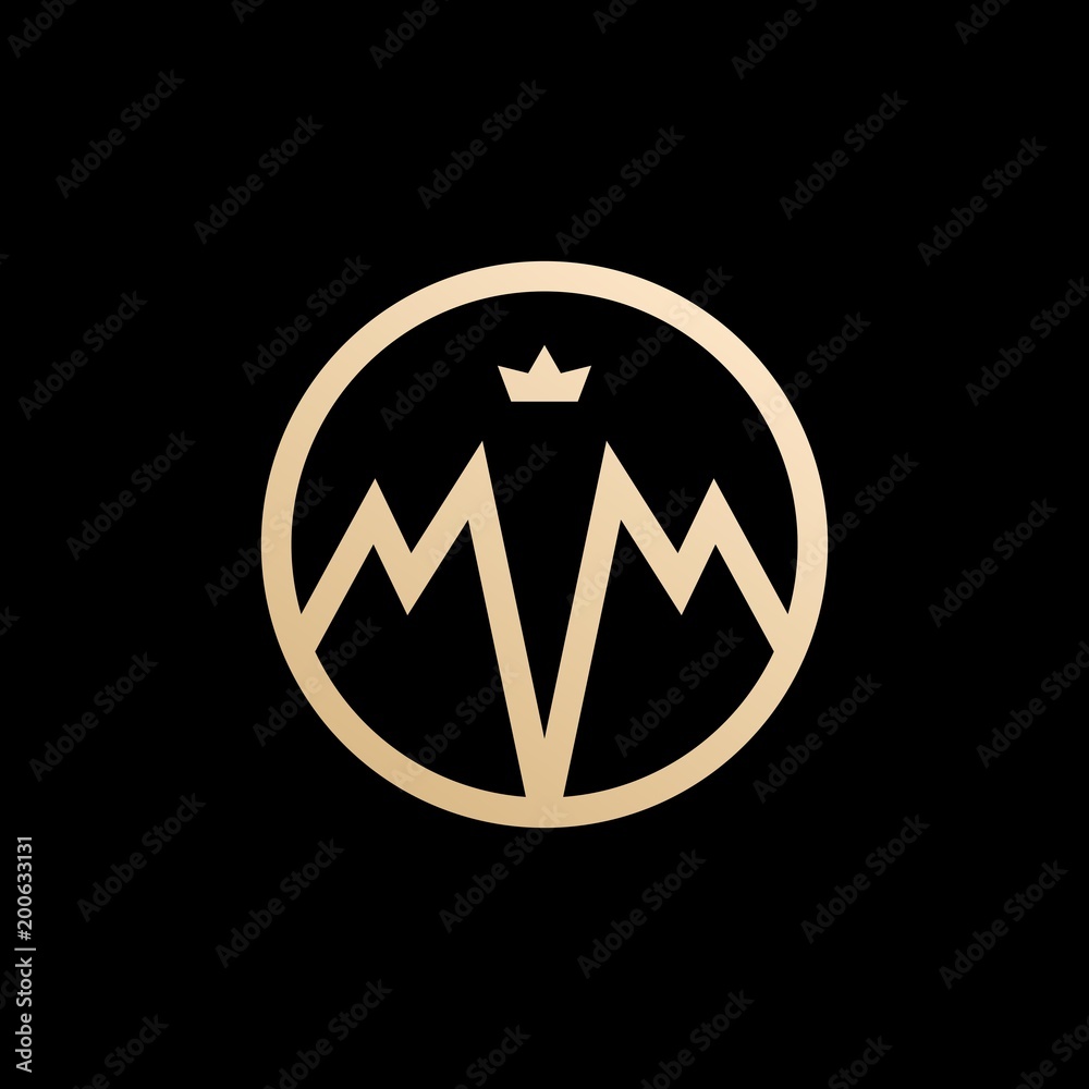 MM lettermark monogram circle round logo vector Stock Vector