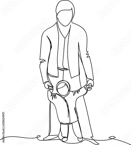 father with a child. one line