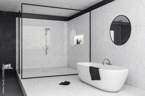 White glass bathroom interior photo